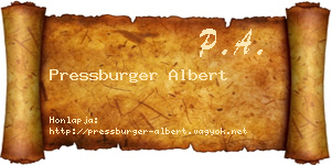 Pressburger Albert névjegykártya